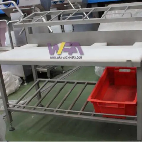 Halal Slaughter Kosher Beef Processing Machine of Boneless Table with Grid Shelf Meat Trim Table Stage Table with Exchangable Plate of Polyethylene WFA
